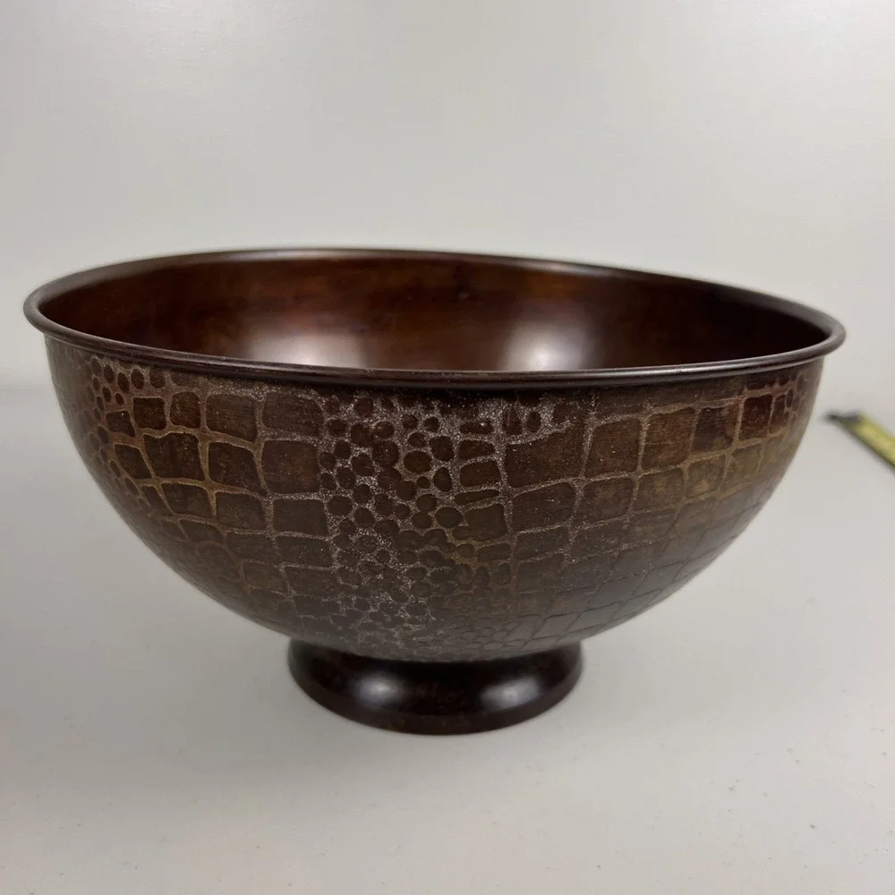 VTG Set of Two Dark Brown Textured Metal Bowls Home‎ Decor / Made In India